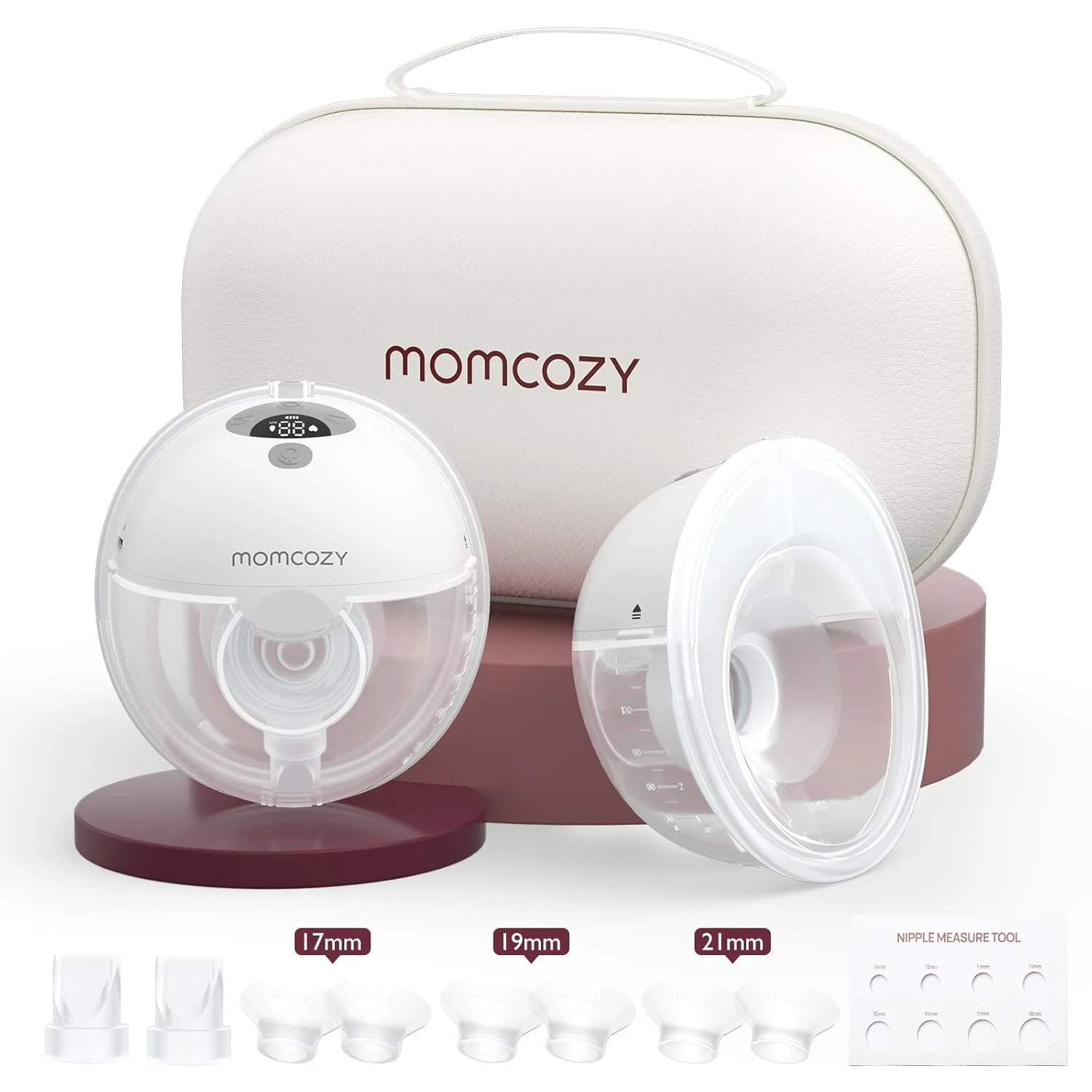 مضخة حليب Momcozy M5 المحمولة بدون استخدام اليدين، فلكنج مزدوج محكم لراحة مثل الطفل، 3 أوضاع و9 مستويات شفط، مضخة كهربائية محمولة – 24 مم، عبوتان بلون رمادي أنيق