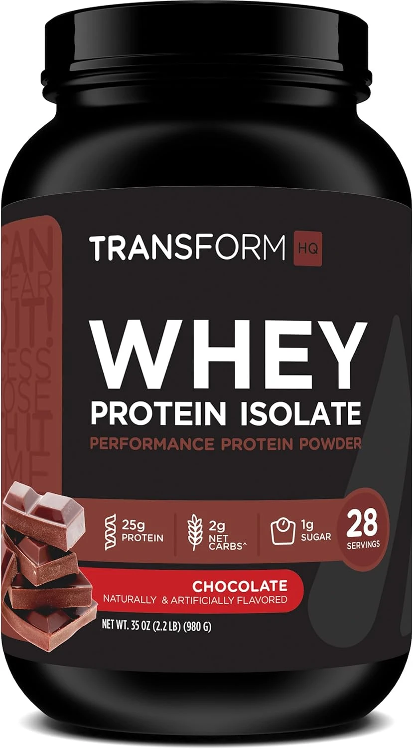 TransformHQ Whey Protein Isolate، 28 حصة (شوكولاتة) – نقي من الجلوتين وخالي من المواد المعدلة وراثيًا